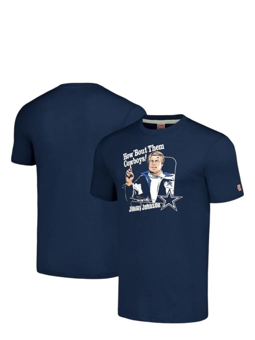 Men's Homage Jimmy Johnson Navy Dallas Cowboys Tri-Blend T-Shirt M Unisex